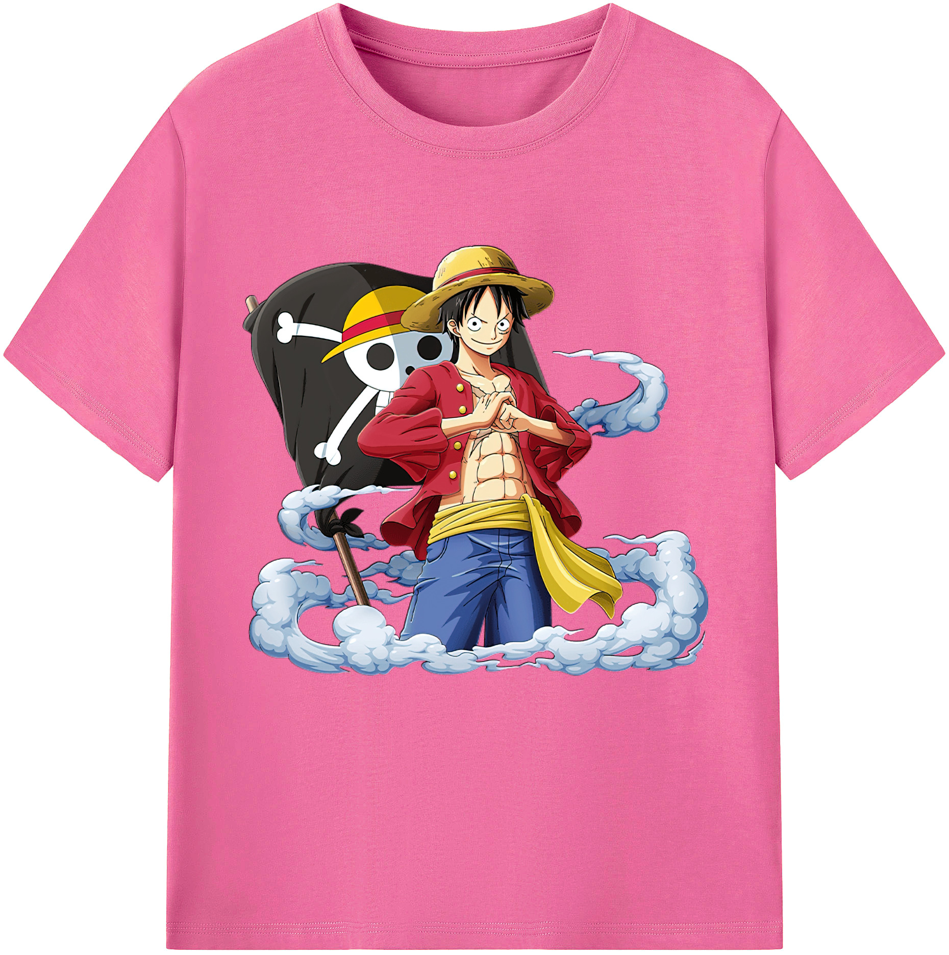 ワンピース モンキー・D・ルフィ ONE PIECE Monkey D. Luffy レディースカジュアルプリントTシャツ（綿100％）